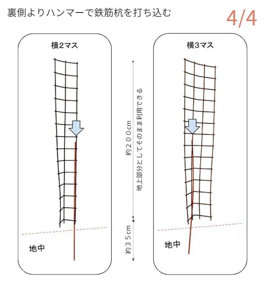 鉄筋杭を打ち込んだ後の状態