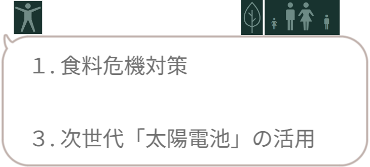 サイト内の進行を示すナビゲーション画像。「2.省エネ対策（緑のカーテン）」の文字を明るく強調し、食料対策から環境対策へテーマが移行したことを明示。 / Navigation menu highlighting "2. Energy Saving Measures". Indicates the transition from food security to green curtain effects.